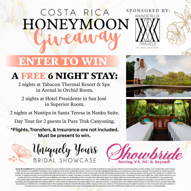 One more week! Costa Rica Honeymoon Giveaway!